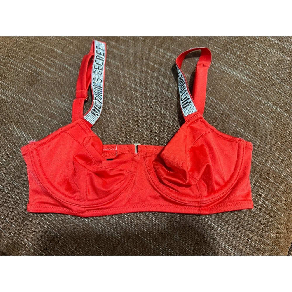 VICTORIA'S SECRET Shine Strap Wicked No Padding Push-Up Bikini Top Red